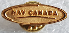 VINTAGE NAV CANADA LAPEL PINBACK PIN GOLD TONE METAL COLLECTIBLE OVAL SHAPE picture