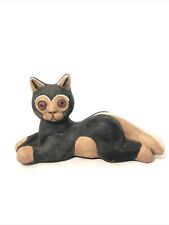 Folk Art Cat Figurine/Sculpture-10”x6” Clay Peruvian Folk Art Pottery. Kitten picture