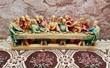 Vintage Greece Greek Hand Carved Stained Marble Last Supper picture