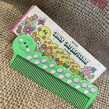 Curly Caterpillar Vintage Avon Hard Plastic Comb New Green Pink Dots 70s Kids picture