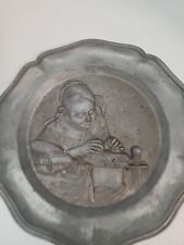 Vintage Pewter 95/100 Decorative Plate Wall Art Lady Hallmark 3D 8.5 inch  picture