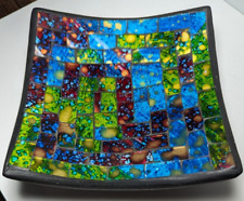 Indonesian Glass Tiles Mosaic Trinket Dish 5 1/2
