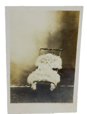 Antique RPPC Baby Tucked in White Fur in Stroller picture