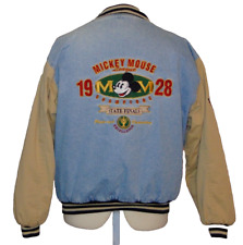 Disney Mickey Mouse League 1928 Jacket Coat Mens XL VTG Denim Varsity Style Blue picture