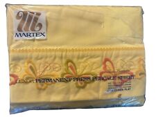 Vintage Martex Queen Size Flat Sheet Yellow Butterflies 70’s New In Packaging picture
