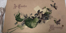 An Easter Message- Purple Violets- Ribbon  Victorian  Card c1880s picture
