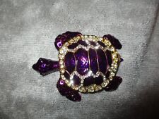 BNIB Bejeweled Purple Sea Turtle Hinged Trinket Box Hand Painted picture