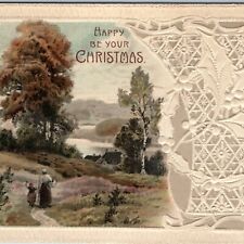 c1910s Happy Be You Christmas Ornate Sacred Geometry Psychedelic Pattern PC A242 picture