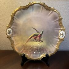 LIMOGES FRANCE hand painted  bird quail game  bird pattern plate 1930s signed picture