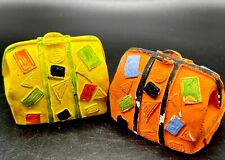 Vintage Orange And Yellow Purse/Suitcase Luggage Salt  And Pepper Shaker Plaster picture