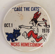 Vintage Oct 1 1976 MCHS Homecoming Pinback Button  Cage The Cats   1975 Wincraft picture