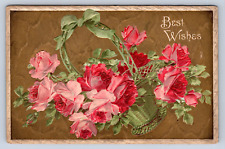 Vintage Postcard Best Wishes Floral 1909 Tippecanoe Ohio picture