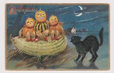 Early Tucks Halloween Postcard No 15 Postmarked October 31 1910 Pumpkin Black Ca picture