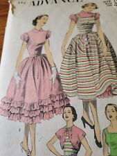 Vtg 1950s Rare Avance Sewing Pattern 6040 Dress Bolero SZ 15 B 33 Punch Hole picture