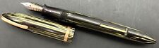 Vintage Sheaffer Fountain Pen Feather Touch Striated Green Black #5 NIB picture