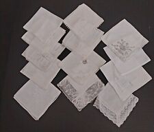 Vintage Wedding White Shades Lot of 13 Hankerchiefs * Few w/ Tags* Beautiful Lot picture