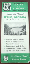 Vintage US Hwy 301 Tobacco Trail Jessup GA Tourist Road Map Maine to Florida picture