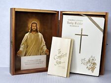 VTG 1970 Illustrated Memorial Edition Holy Bible Custom Wooden Box New Catholic picture