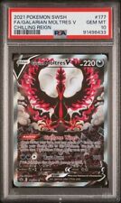 2021 PSA 10 GEM MINT SWSH ENG Galarian Moltres V #177 Chilling Reign picture