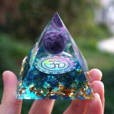 Om Crystal Purple Sphere Orgone Pyramid Copper EMF Protection Energy Generator picture