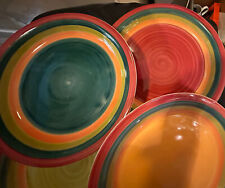 Dinner Plates Stoneware (4) Multi Color 10.5