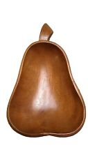 MCM Wood Pear Dish, Made In Haiti picture