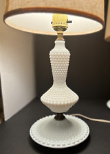 Vintage MCM Milk Glass Lamps Original Shades set of 2 picture