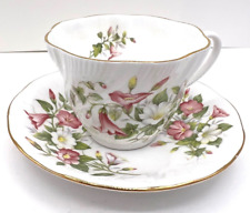 Vintage Golden Crown Wildflower Morning Glory Bone China Teacup Saucer England picture