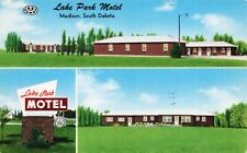 Madison South Dakota Lake Park Motel Vintage Postcard Unposted picture