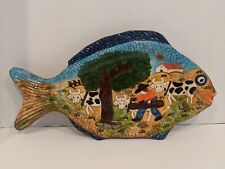 Vintage Olaria Jose Cartaxo S.P. Corval Hand Painted Terra Cotta Farm Fish S1 picture