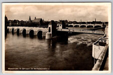 Maastricht St. Servaas Bridge en Wilhelminabruo Historical City RPPC Postcard picture