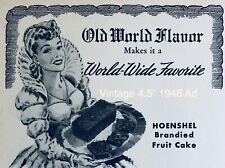 1946 Hoenshel Fruitcake Old World Flavor PRINT AD 4.5” Vintage Illustrated picture