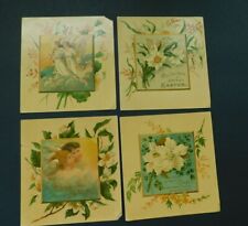 Lot of 4 Victorian Era Easter Cards Narcissus, Angels, White Primroses C117 picture