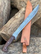27 inches Damascus Steel Machete /Cleaver with Handmade leather sheath picture