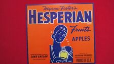 Original Full Size Hesperian  Brand Apple Crate Label, Myron Foster Lake Chelan picture