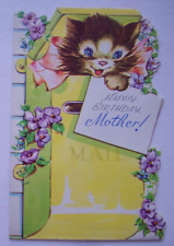 Kitten cat in mailbox embossed unsigned vintage Birthday greeting card *KK17 picture