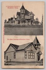Stratford TX Texas Residence Corner Christian Church Sherman Co Postcard 1910's picture