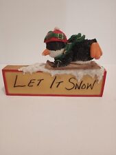 Let It Snow Plague Sign Penguin Sledding In Snow picture
