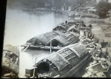 Glass Slide Ceylon Sri Lanka 1920 Boats Thatched Village Magic Lantern picture