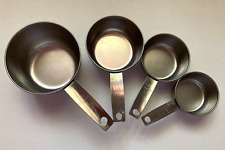 Set 4 VTG Foley Measuring Cups Script Mark Stainless 1/4 1/3 1/2 1 Cup USA Made picture