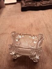 Antique  Lacey Sandwich  Glass  Master Salt And Spoon Basket Flowers  picture