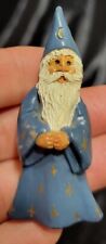 Rare Wooden Wizard Socorer Pin/brooch Jewelry Vintage Blue Robe Stars and Moon picture
