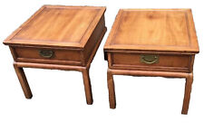 Mid Century End Tables Pair of Hekman HEKMAN ORIENTAL Wood Grain Pic Up picture
