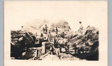 HAY HARVEST real photo postcard rppc antique farm horses workers field wagons picture