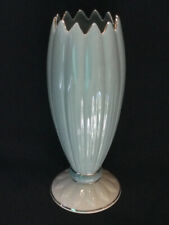 Rare Vintage LENOX Porcelain Light Blue White Base Tulip Cut Vase Silver Gilding picture