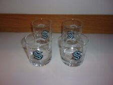NEW Set of 4 Seattle Kraken Jack Daniels Whiskey Rock Lowball Glasses 8oz picture