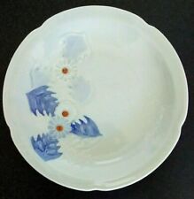 Plate Vintage Japan Pale Gray-Green Blue Floral Terra Cotta 3D Raised Design 8