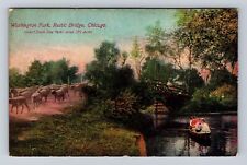 Chicago IL-Illinois, Washington Park, Rustic Bridge, Antique, Vintage Postcard picture