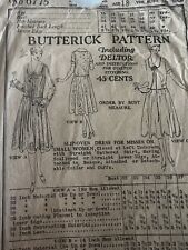 Antique Sewing Pattern 1920s Butterick Women’s Dress Age 18 Bust 35 Inch #6775 picture