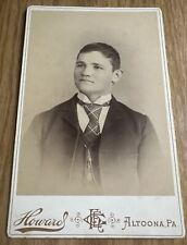 Cabinet Card Teen Boy Large Tie Photographed by Howard in Altoona PA picture